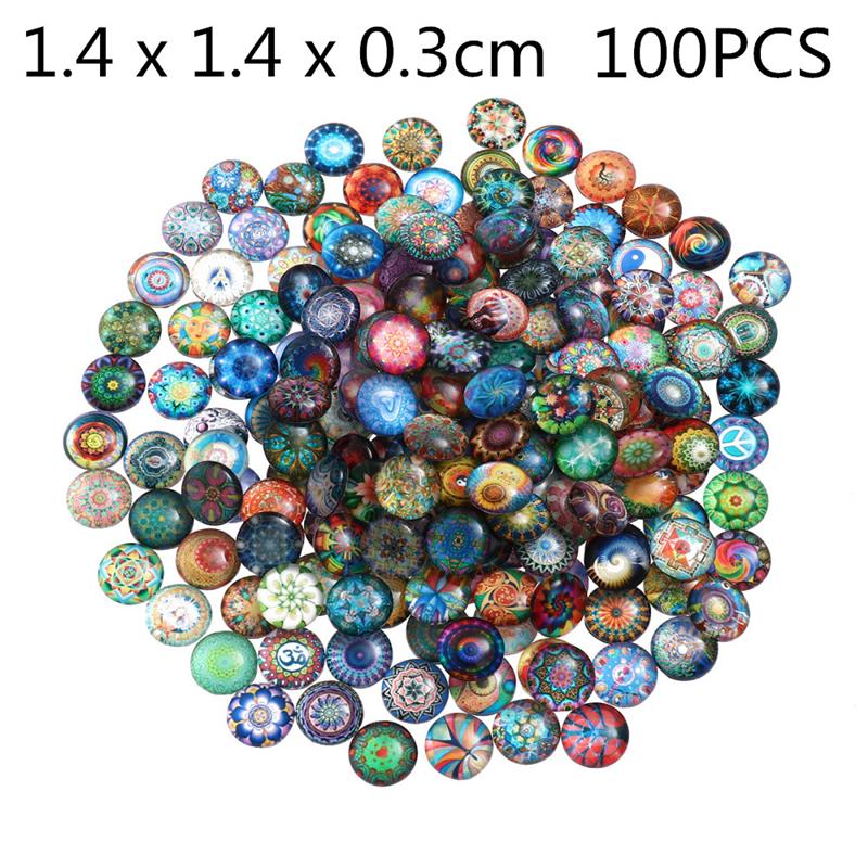 ROSENICE-Baldosas redondas mixtas de mosaico para manualidades, suministros de mosaico de vidrio para fabricación de joyas, 100/200 Uds., 12/14mm: 100pcs  14mm