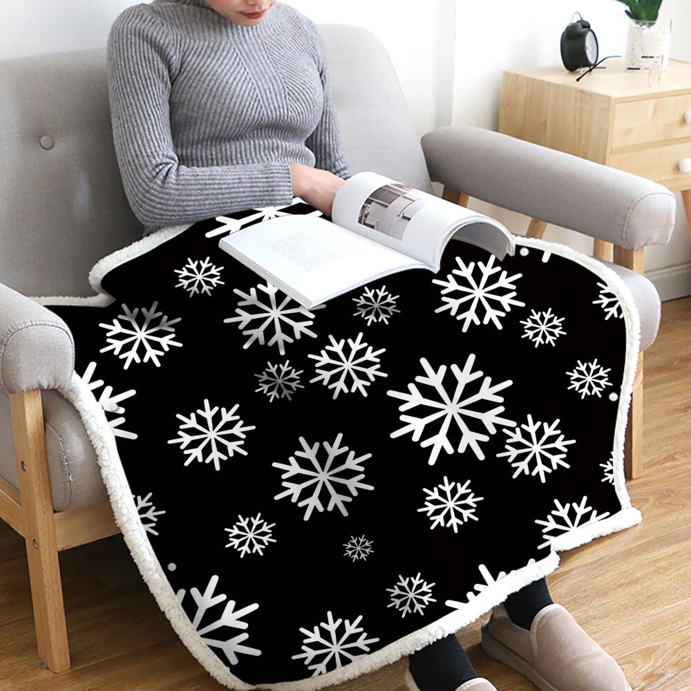 Christmas Printed Women Poncho Double Blanket Cloak Lazy Blanket Multifunction Magic Throw Blanket Air Condirioning Thick Shawl
