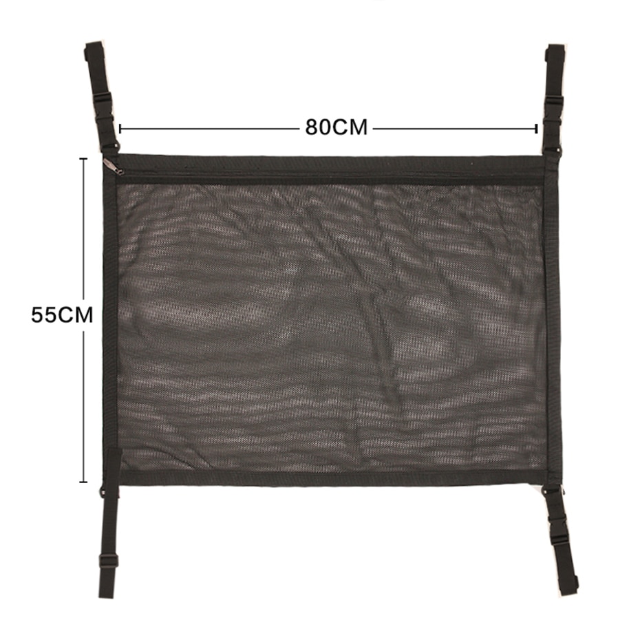 80cm*55cm bil loft opbevaring net lomme bil tag opbevaring taske lynlås polyester mesh pose auto organizer til opbevaring oprydning