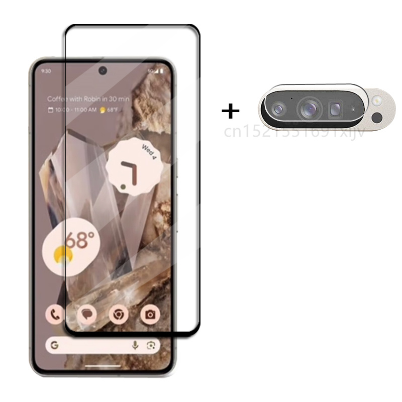 Full Cover Glass For Google Pixel 9 Pro Tempered Glass For Google Pixel 9 Pro XL Screen Protector HD Phone Lens Film Pixel 9 Pro: Glazed / Bundle1