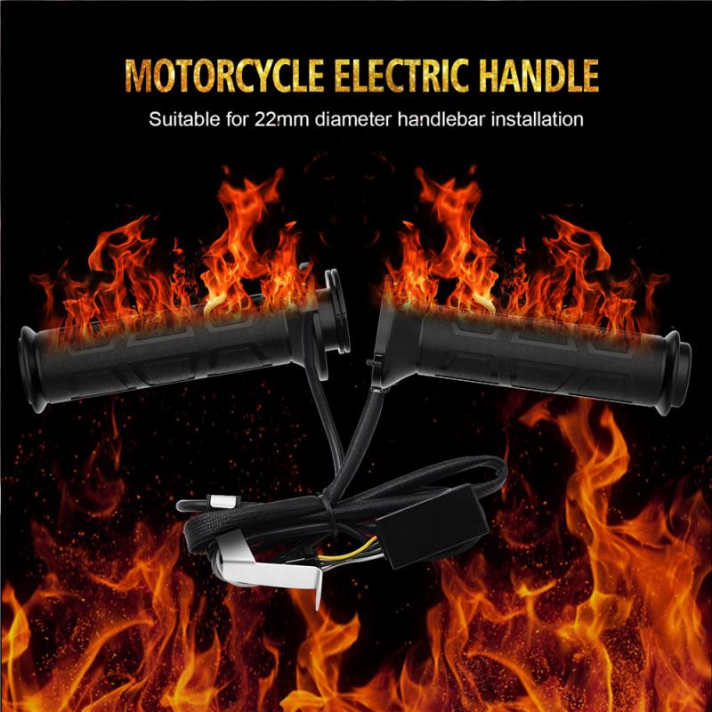 2PCS Motorcycle Handlebars 22mm Upgrade Adjustable Motorcycle Handlebar Electric Heated Handle Heating Grips Set