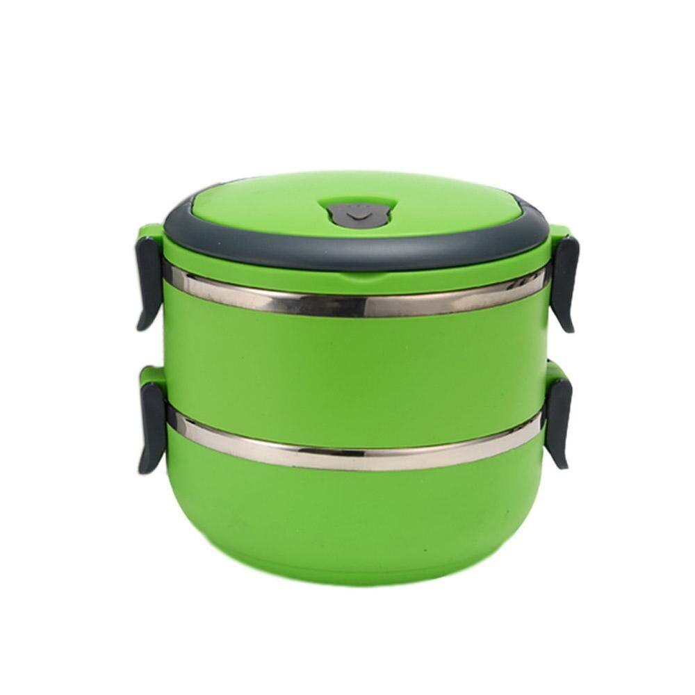 Insulated Lunch Box Steel Double Layer Picnic Case School Almuerzo Bento Box De Kids Office Caja Food Adults Cont U4K2: E