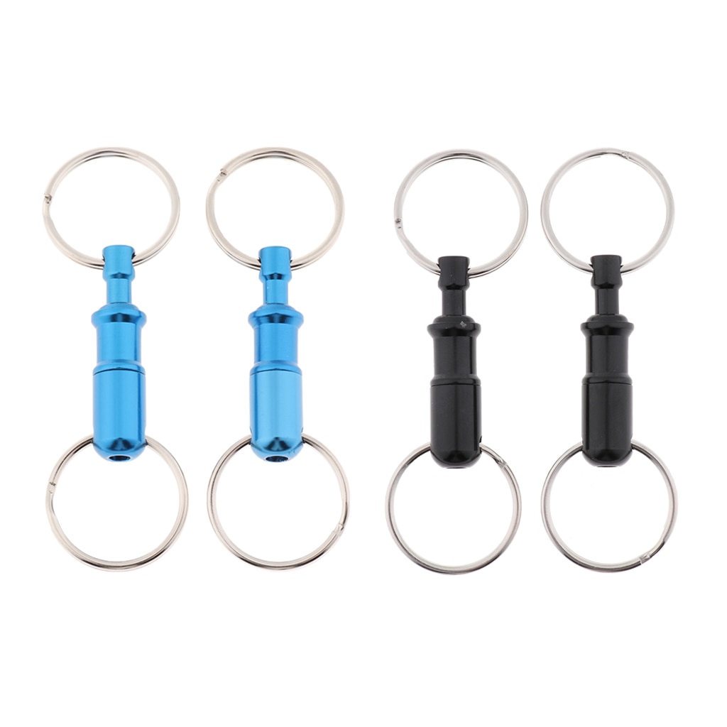 4pcs Quick Release Keychain Detachable Pull Apart Key Rings, Double Sp lit Rings