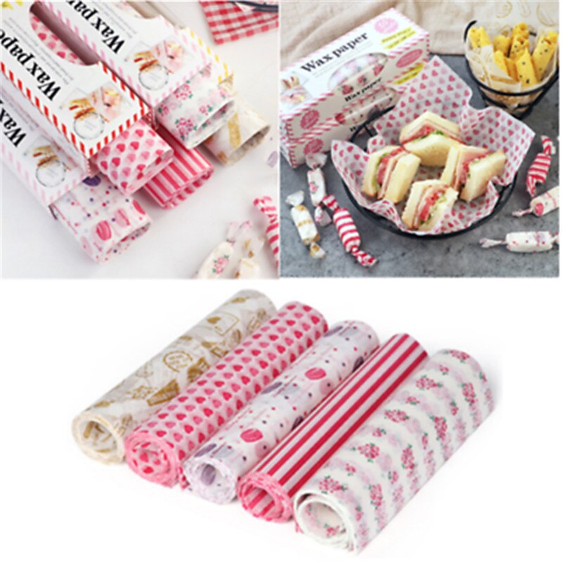 50 Stks/partij Wax Papier Food Grade Vet Papier Voedsel Wrappers Inpakpapier Voor Brood Sandwich Hamburger Frietjes Oliepapier Bakken Tools