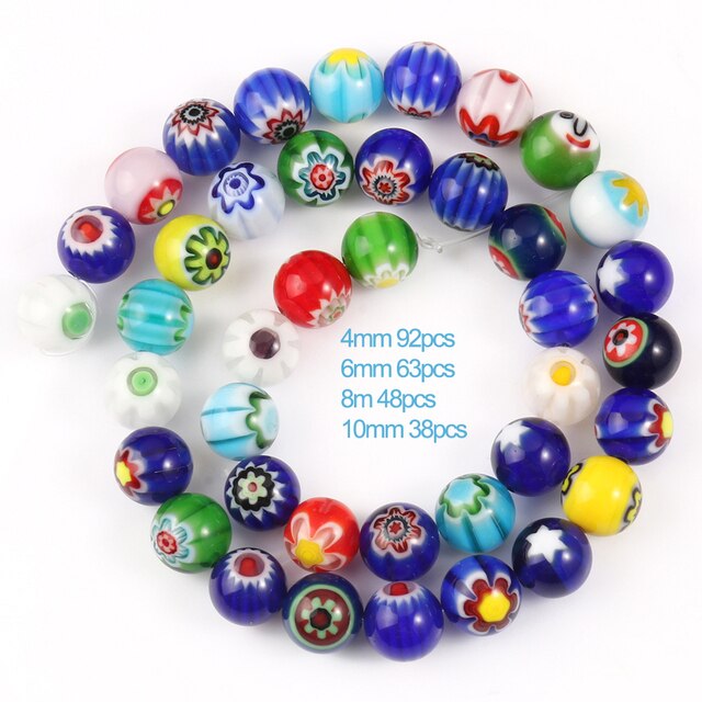 Cuentas de cristal de Murano de flor Millefiori cuadradas mezcladas a la para hacer joyería, collar, pulsera, accesorios DIY 6 8 10mm: Gris