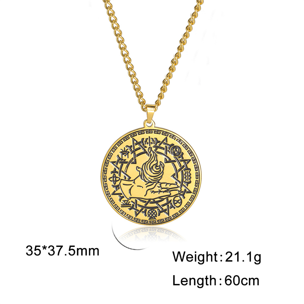 EUEAVAN Magia alchimia fuoco simbolo collana con ciondolo collane con ottogramma geometrico sacro in acciaio inossidabile per gioielli con amuleto da uomo