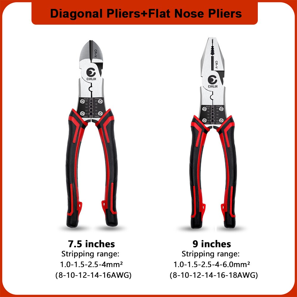 Multifunctionele Universele Punttang Diagonale Tang Universele Kniptang Elektricien Speciale Tangen Tool: Diagonal-Flat Nose