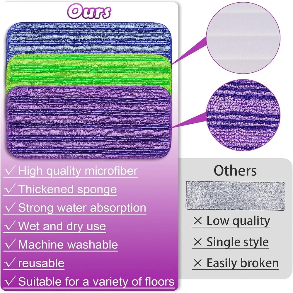 3 Stuks Herbruikbare Dweilpads Voor Swiffer Wetjet Dweilt Natte Droge Kop Voor Swiffer Natte Jet Dweil Huishoudelijke Hardhouten Vloer Schoonmaken