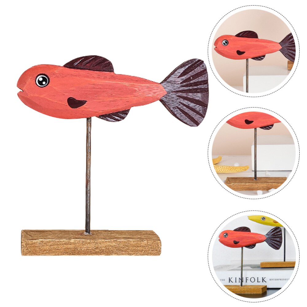 Christmas Fish Shape Table Wooden Craft Decor Lovely Animals Desktop Ornament: Watermelon Red