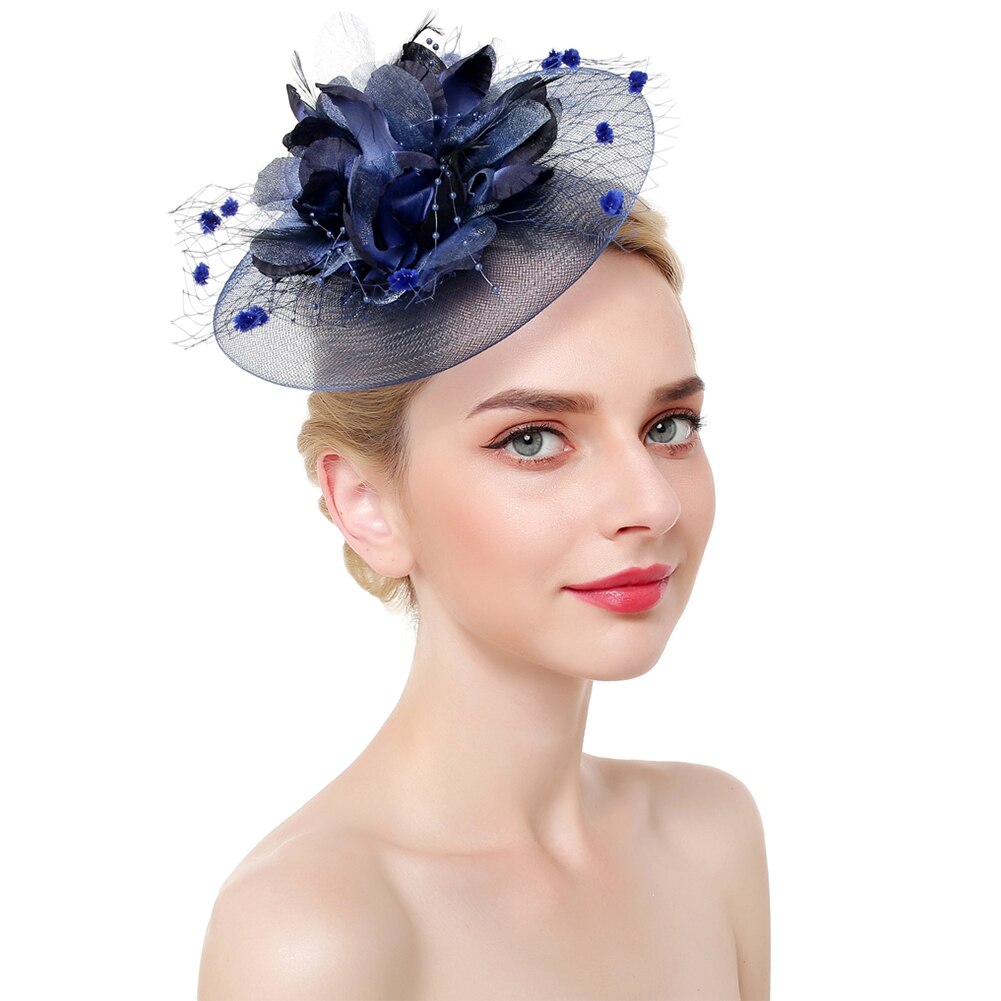 Women Hair Accessories With Clip Headband Charming Fascinator Hat Tea Party Headwear Mesh Bridal Flower Derby Wedding Cocktail