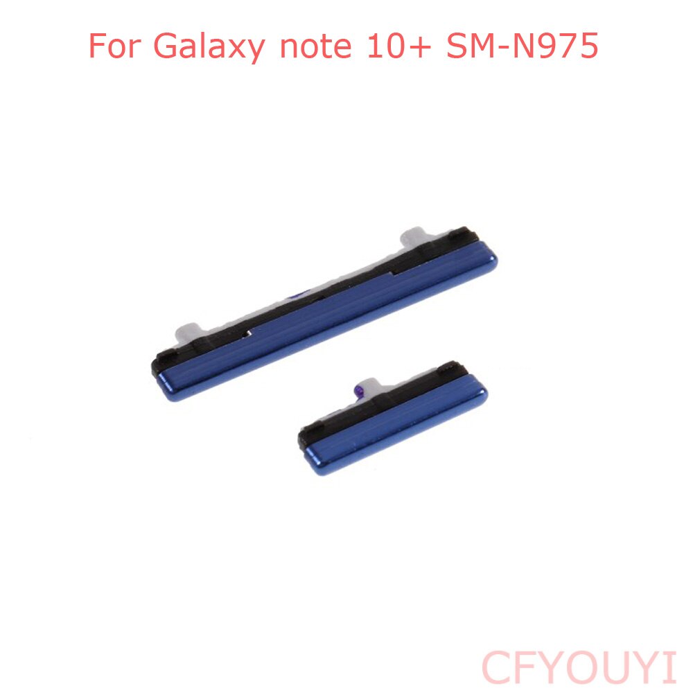 2 Teile/satz Seite Schlüssel Energie und Volumen Tasten Für Samsung Galaxis Hinweis 10 + Plus N975: blau