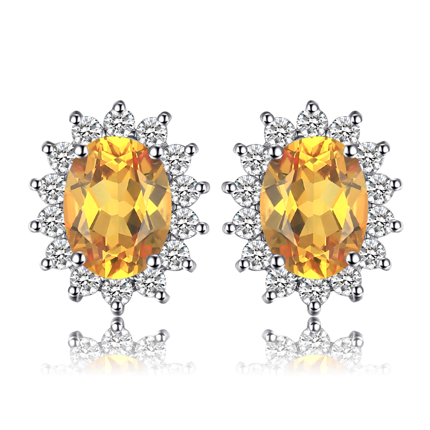 Jewelrypalace Gemaakt Blue Sapphire Ruby 925 Sterling Zilveren Stud Oorbellen Natuurlijke Amethist Granaat Peridot Topaz Prinses Diana: YELLOW