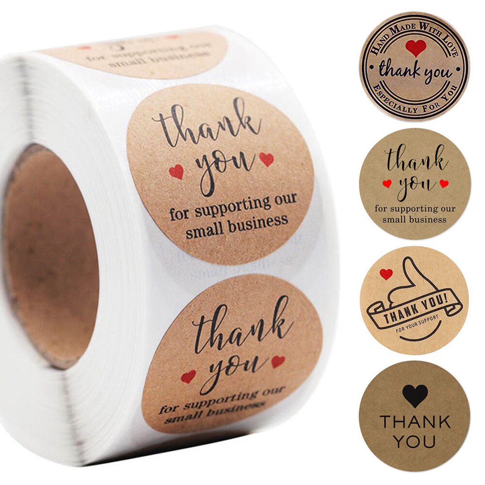 Round Labels Handmade Kraft Paper Packaging Sticker for Candy Dragee Bag Box Packing Bag Wedding Thanks Stickers