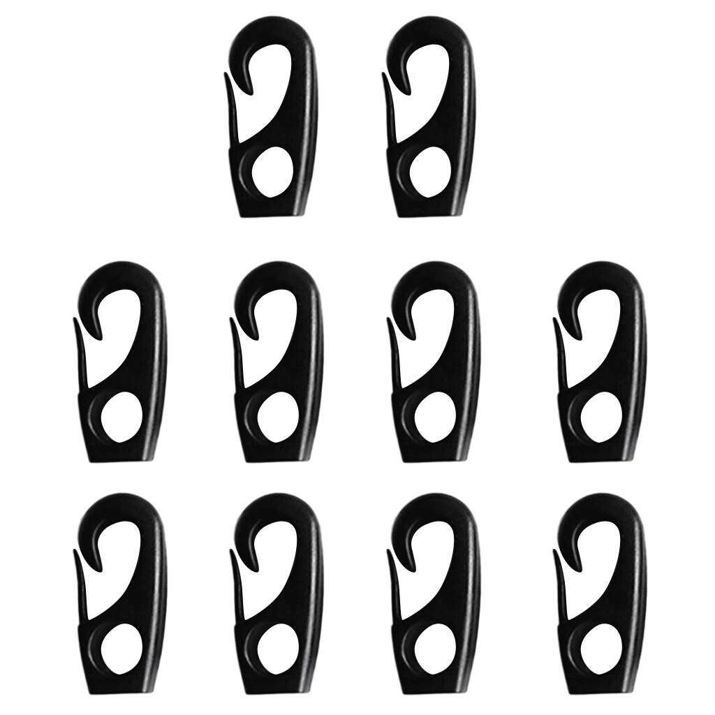 Ganchos de cuerda elástica de 7mm de plástico negro, cuerda elástica de choque para fijación de lona, Pancarta, cubierta, Kayak, 10 Uds.