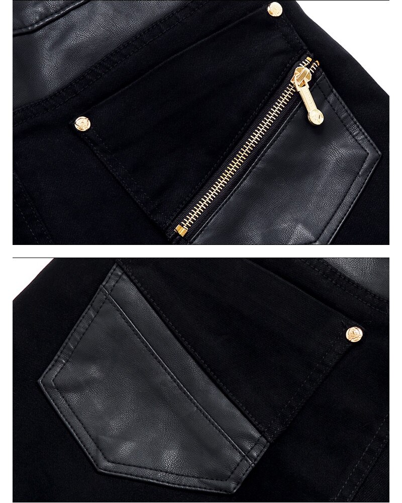 Pantalones vaqueros ajustados de cuero para hombre, pantalón informal, 28, 36, ACL73, novedad
