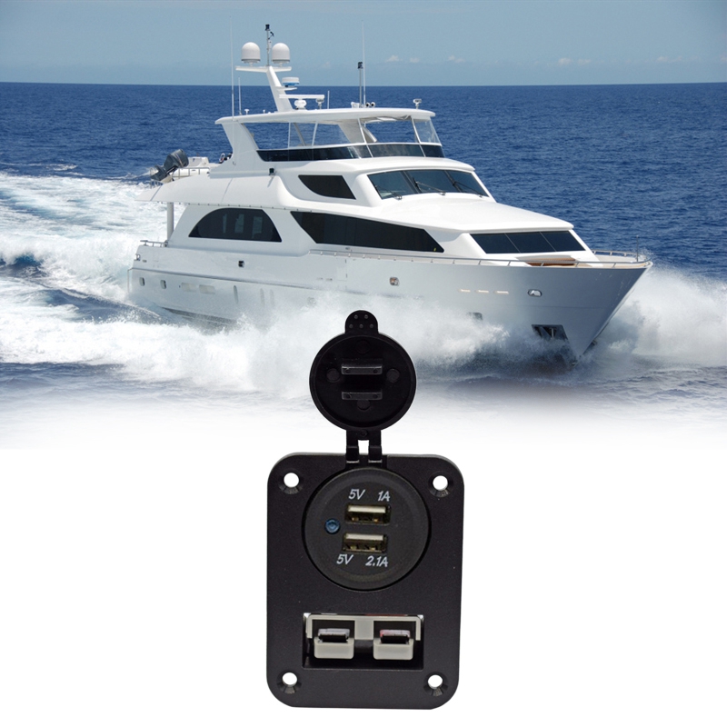 Flush Mount Anderson Plug Socket Double USB Charger Panel for Caravan Camper Boat Truck RV
