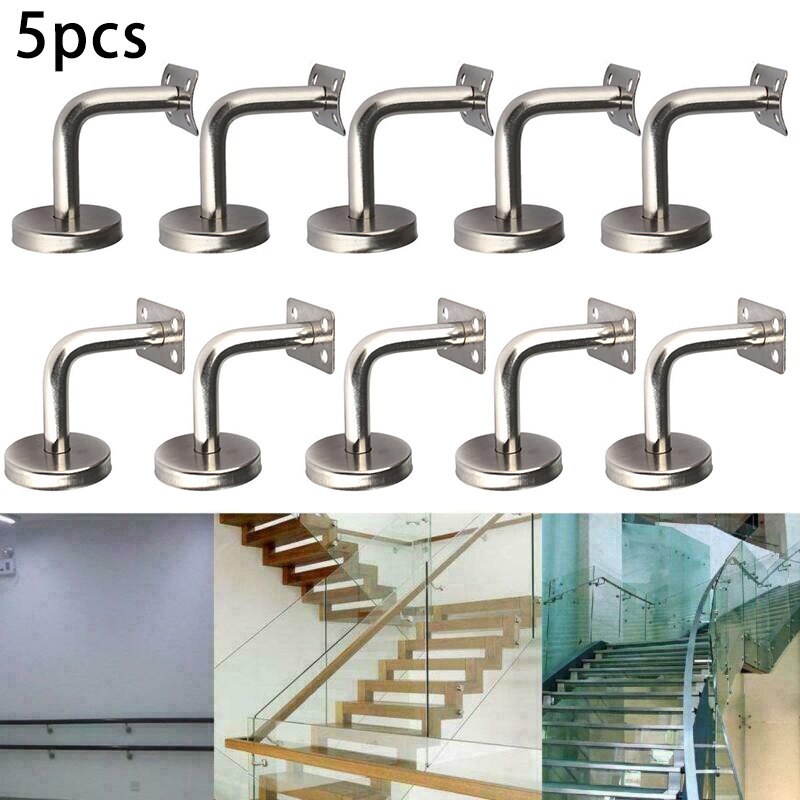 5*Stainless Steel Handrail Bannister Stair Rail Bracket Balustrade Wall Support.