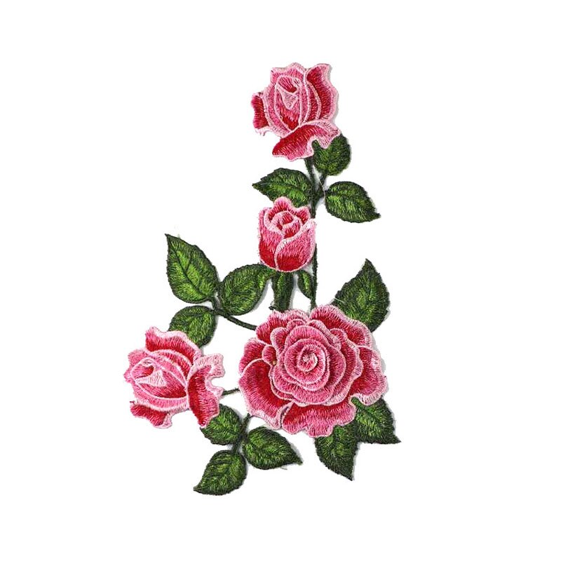 1pc Red Rose Patch Embroidered Sewing On Patch Flower Iron On Patch Stickers Clothes Badge Sewing Fabric Applique Accessories: Pink