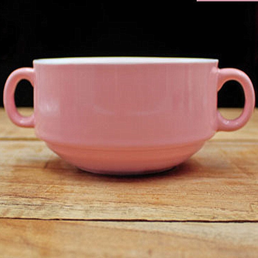 Handle Soup Bowl 300ml Microwaveable Containers Soup mugs ceramic coffee tea milk cup nice
