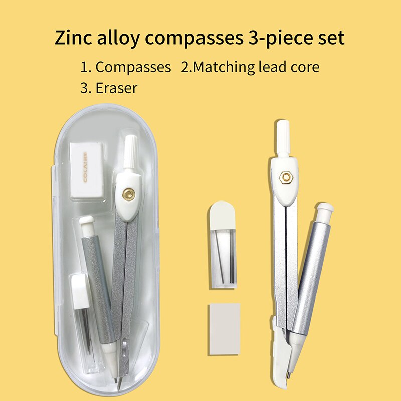 compasses ruler set triangle straightedge multifunctional math drawing caliper 2022 stationery school supplies: White compass set