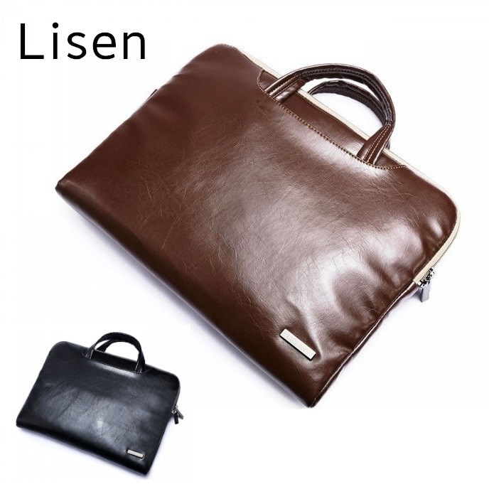 Lisen Lederen Handtas Tas Voor Laptop 11 ", 13", 15 ", 15.6 Inch, Case Voor Macbook Air, Pro 13.3 ", 15.4" Gratis