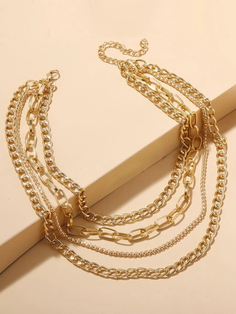 Multilayer Boho Sieraden Geometrie Ketting Punk Ketting Gouden Kleur Unquie Vrouwen Mode Lange Ketting Kettingen X0125