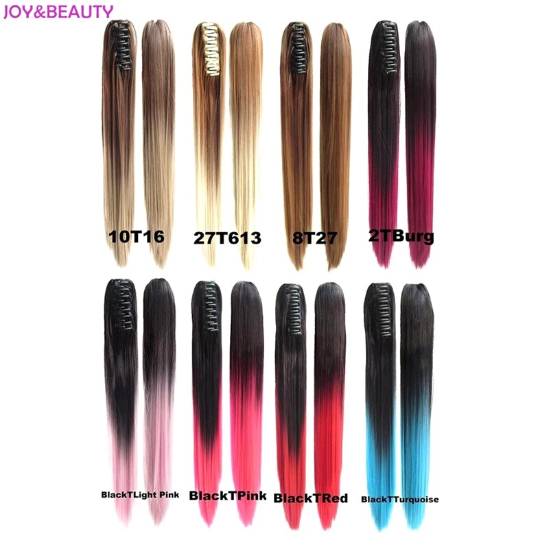 Vreugde & Beauty Haar Lang Steil Haar Paardenstaart Synthetische Clip Op Haar Ombretwo Tone Paardenstaart 24Inch Hoge Temperatuur Fiber