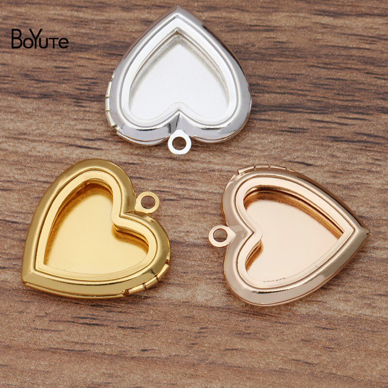 BoYuTe (10 Pieces/Lot) 20MM Metal Brass Hollow Out Heart Locket Photo Locket Charms Pendant Diy