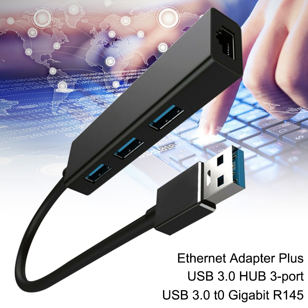 1000Mbps Stable Ethernet Plug And Play USB Network Adapter With RJ45 Converter Home Hub Data Transmission Office Tablets 3 Port