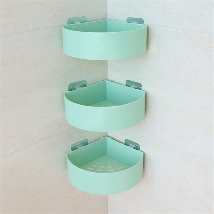 Bathroom Accessories Storage Shelf & Rack Waterproof Floating Shelf Home Decoration Kitchen Free Punching Wall Hanging H1148: Green B