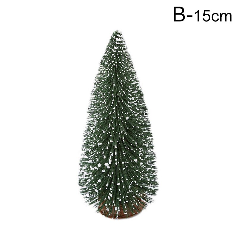 Mini Christmas Tree Multi Sizes Snow Wooden Pine Tree Christmas Party Desktop Table Ornaments Scene Landscaping Props: B