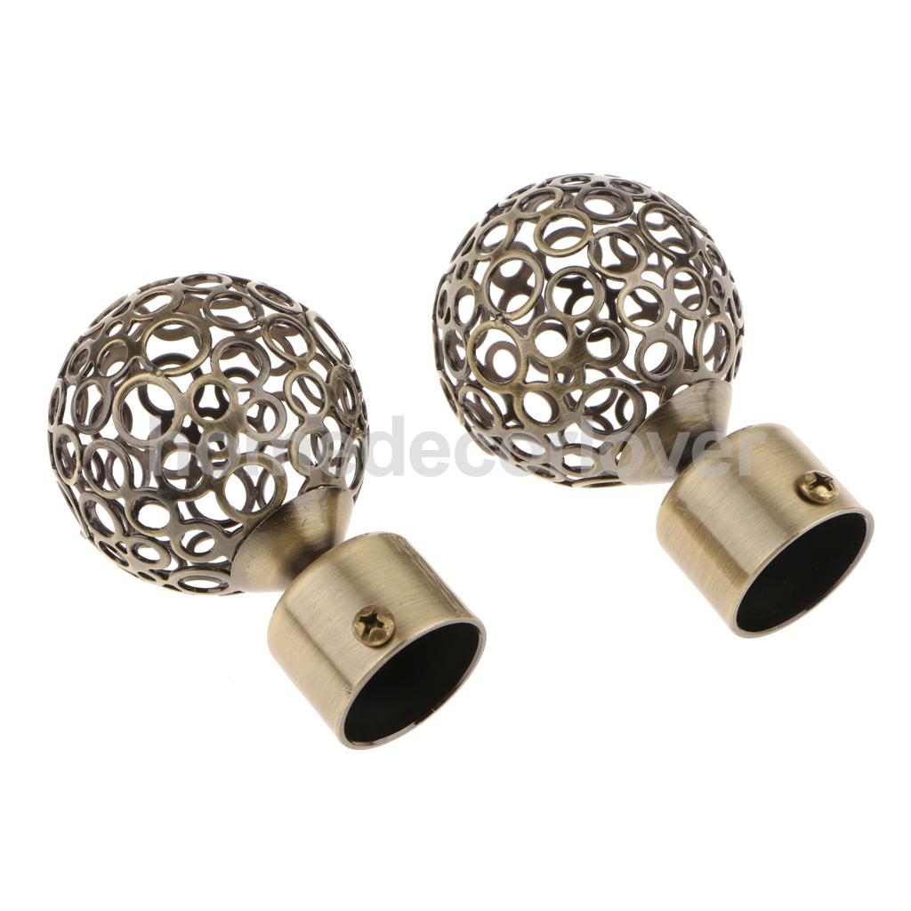 2Pcs Window Curtain Rod Drapery Pole Finals Decorative Heads Cap 28mm Inner Diameter: Hollow Ball Bronze 