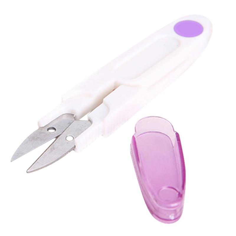 Stainless Steel Cross Stitch Scissors With Cover Snip Thread Cutter Home Garden Arts Crafts U Type Scissors Sewing Tools: Pink
