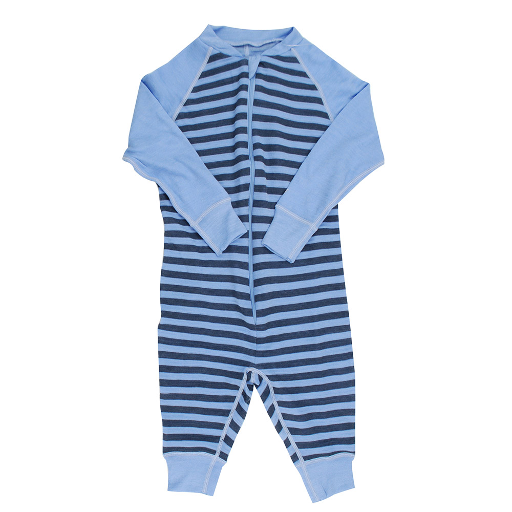 Merino wool bamboo fiber baby romper born baby clothes long sleeve with zipper: Blue / 3M