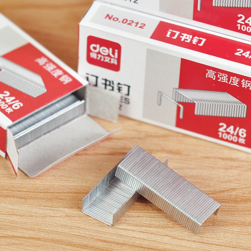Deli 1000 unids/caja grapas grapa metálica 24/6 para grapadora de grapa normal alicates de uva de la Oficina de la escuela suministros de papelería