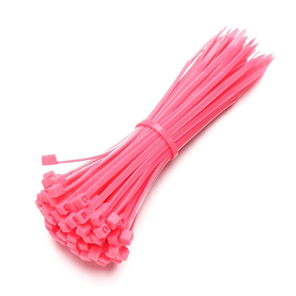 100pcs Self-Locking Nylon Wire Cable Zip Ties Cable Ties Organiser Fasten Cable Ties assorted Industrial Supply Fasteners: Pink