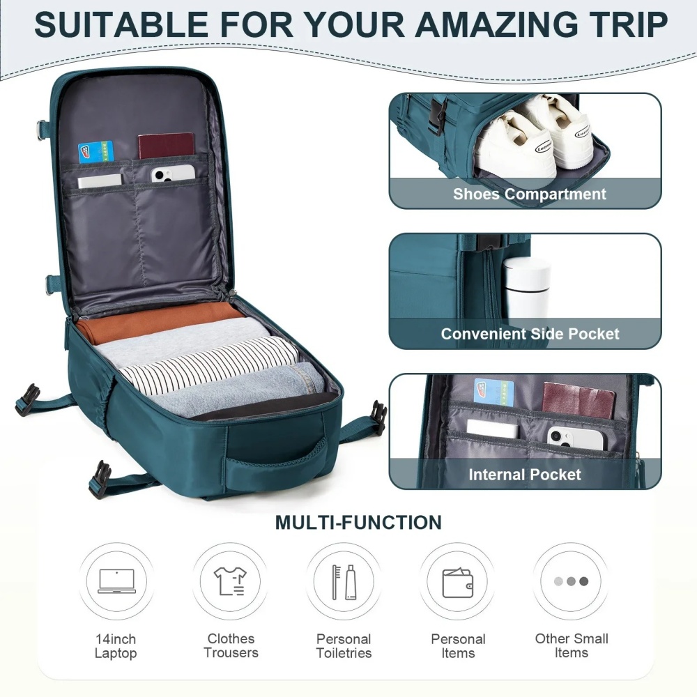 Damen Herren Handgepäck Rucksack Business Laptoptasche College Reiserucksack Wasserdicht Handgepäck Kabinenrucksack Wizzair 40x30x20