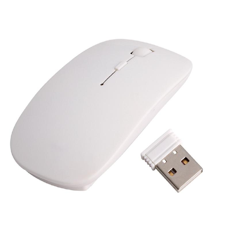 Jolie souris optique sans fil, 2.4GHz, Ultra fine, avec récepteur USB, pour ordinateur portable: WHITE