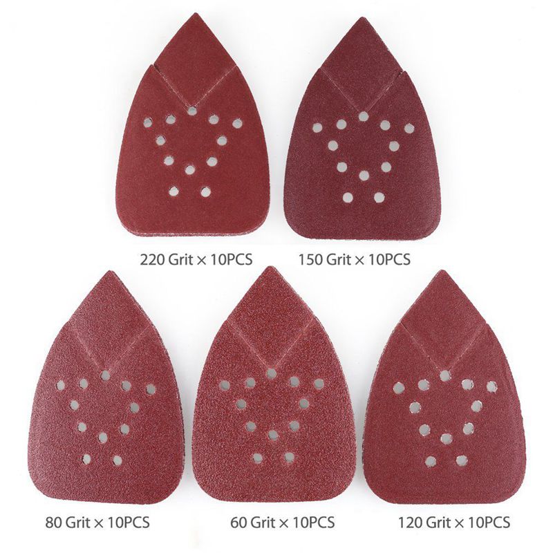 Sanding Sheets 60 80 120 150 220 Grit Sandpaper Assortment by - Hook and Loop Mouse Detail Palm Sander Paper, 12 Holes, Pack of