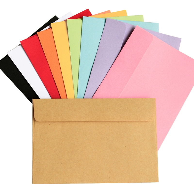 10 STUKS Klassieke Kraft Mix Kleur Leeg Mini Papier Venster Enveloppen Huwelijksuitnodiging Envelop Cadeau Envelop