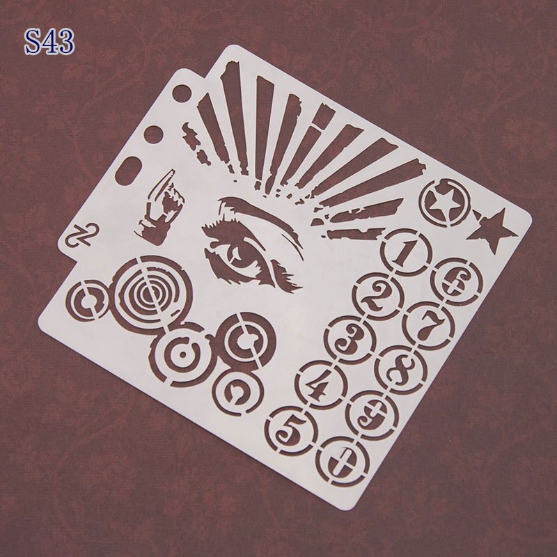 Cat Decorative Ruler Spray Painting Stencil Drawing Tool for Coffee Baking Cake Spraying Scrapnooking DecorationTemplate: number eye
