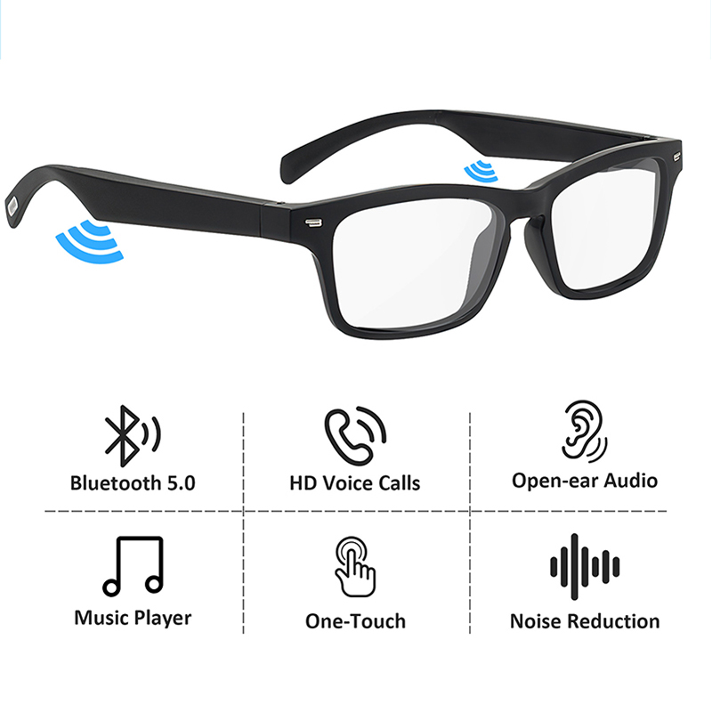 Hightech-smart-sonnenbrille mit kabelloser bluetooth-freisprecheinrichtung, musiksteuerung, sprachsteuerung und offenem ohrlautsprecher für gaming, meetings und autofahren