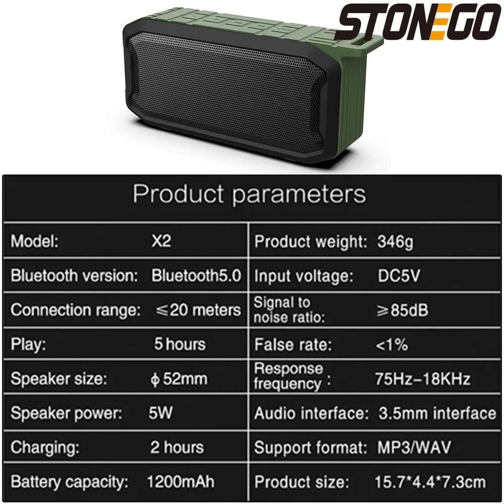 Przenośny głośnik Bluetooth na zewnątrz Subwoofer o dużej mocy Wodoodporny bezprzewodowy odtwarzacz muzyczny Obsługa karty AUX TF