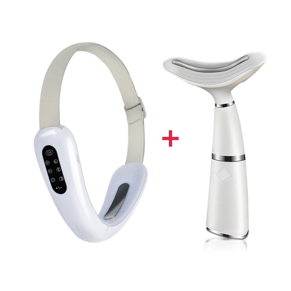 Ceinture de Lifting du visage en V + Machine de soins du cou, thérapie photonique LED, outil amincissant pour le visage, masseur vibrant, réduit le Double menton, dispositif de levage du visage: Face Neck Care 3