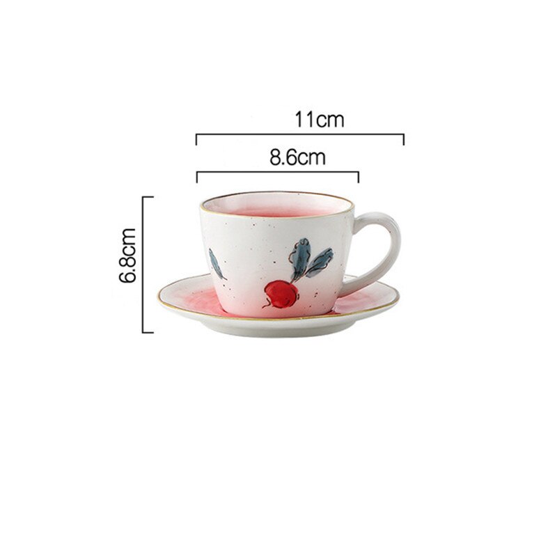 Retro Hand-painted Lemon Ceramic Coffee Cup and Saucer Set Japanese Afternoon Tea Cup Porcelain Milk Cup Drinkware: B