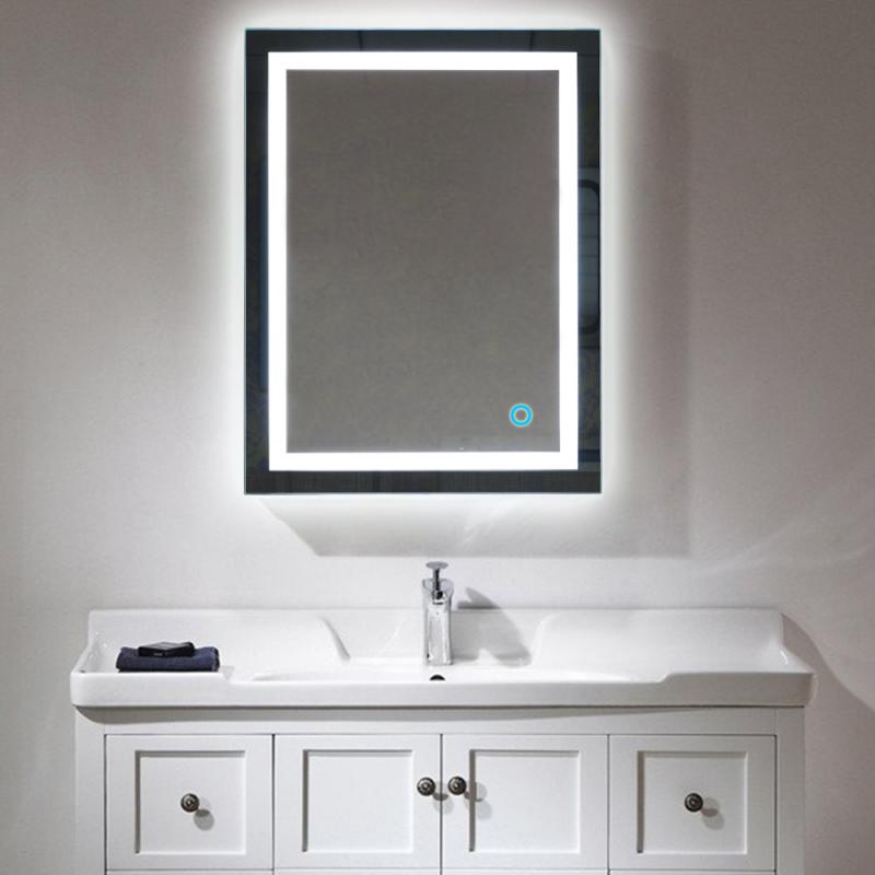 LED 5050 Wall Bathroom Lighted Mirror Wall Mount Makeup Mirror With Touch Button For Home Hotel Bathroom Stylish HWC