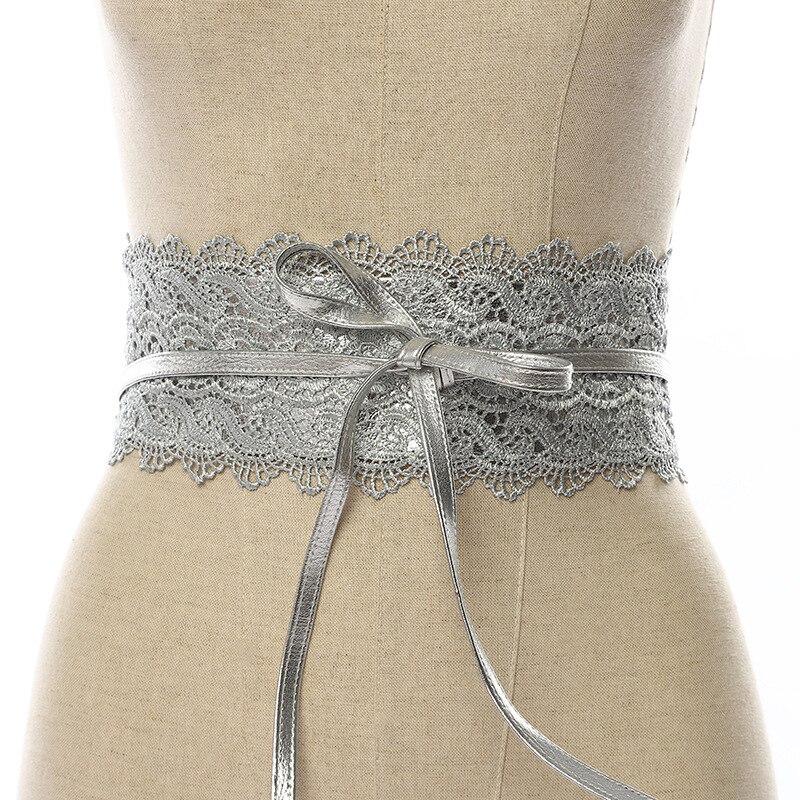 Zwart Wit Brede Corset Lace Riem Vrouwelijke Zelf Tie Tailleband Riemen Voor Vrouwen Trouwjurk Taille Band Accessoires: C