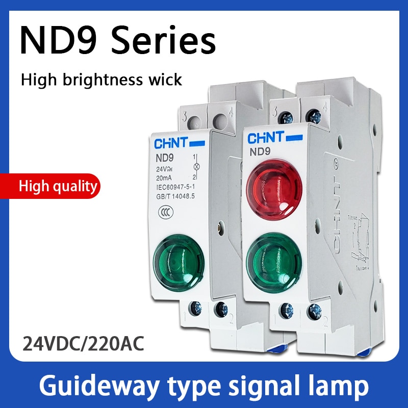 Chint Led Signaal Lamp ND9 Serie Ac/Dc 230V 24V 220V Waakvlammen Din Rail Mount indicatie Licht Rood Groen Lamp Indicator Light