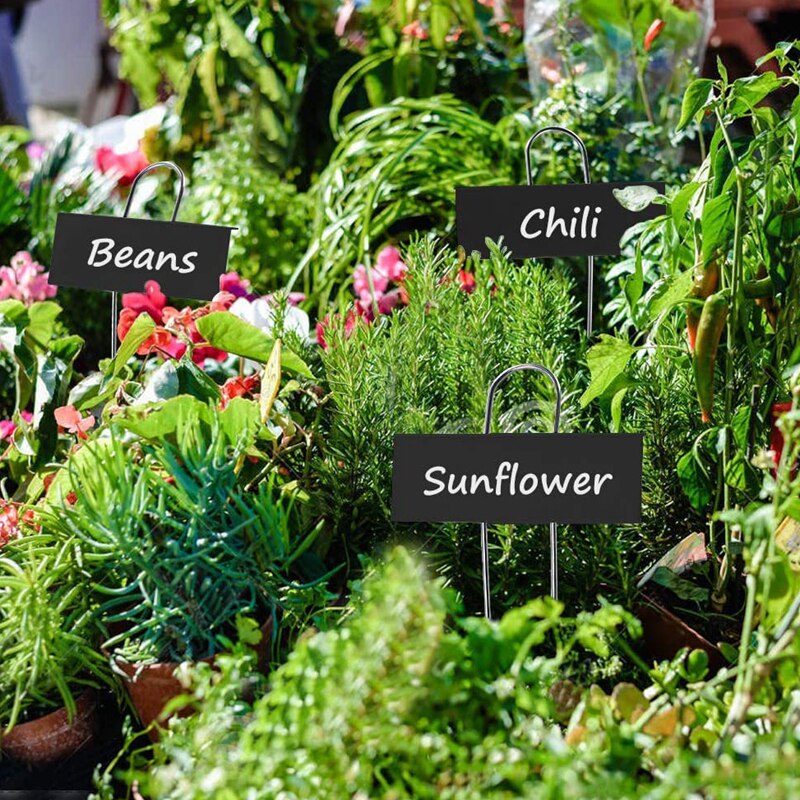 30 Pcs Metal Plant Labels Weatherproof Garden Markers Reusable Nursery Tags for Vegetables Herb Flower Greenhouse Black