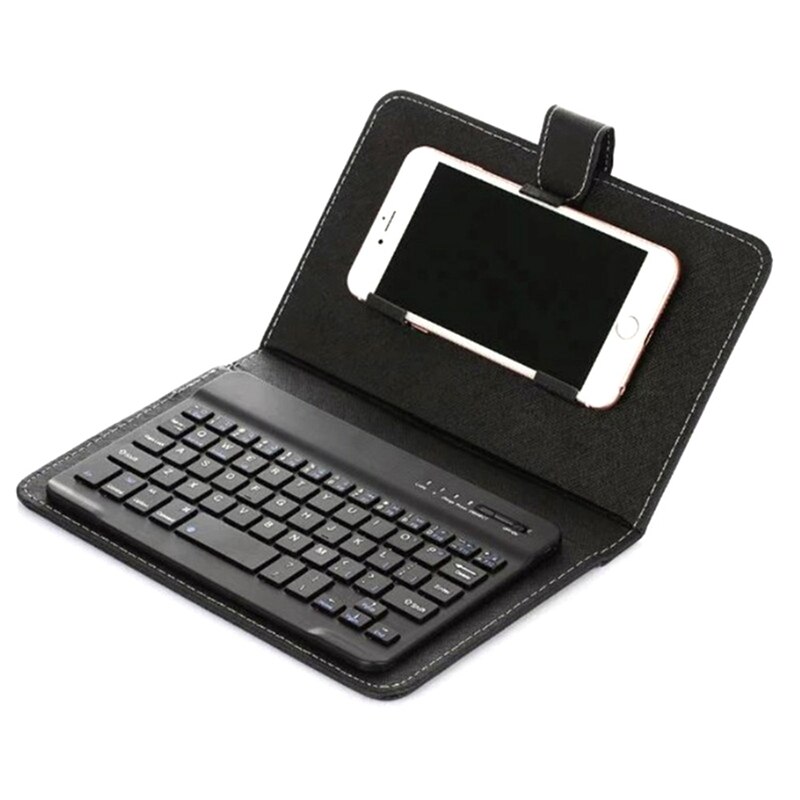 Portable Bluetooth Keyboard Case Mobile Phone Wireless Keyboard PU Leather Protective Cover for 4.5inch-6.8inch Smart Phone